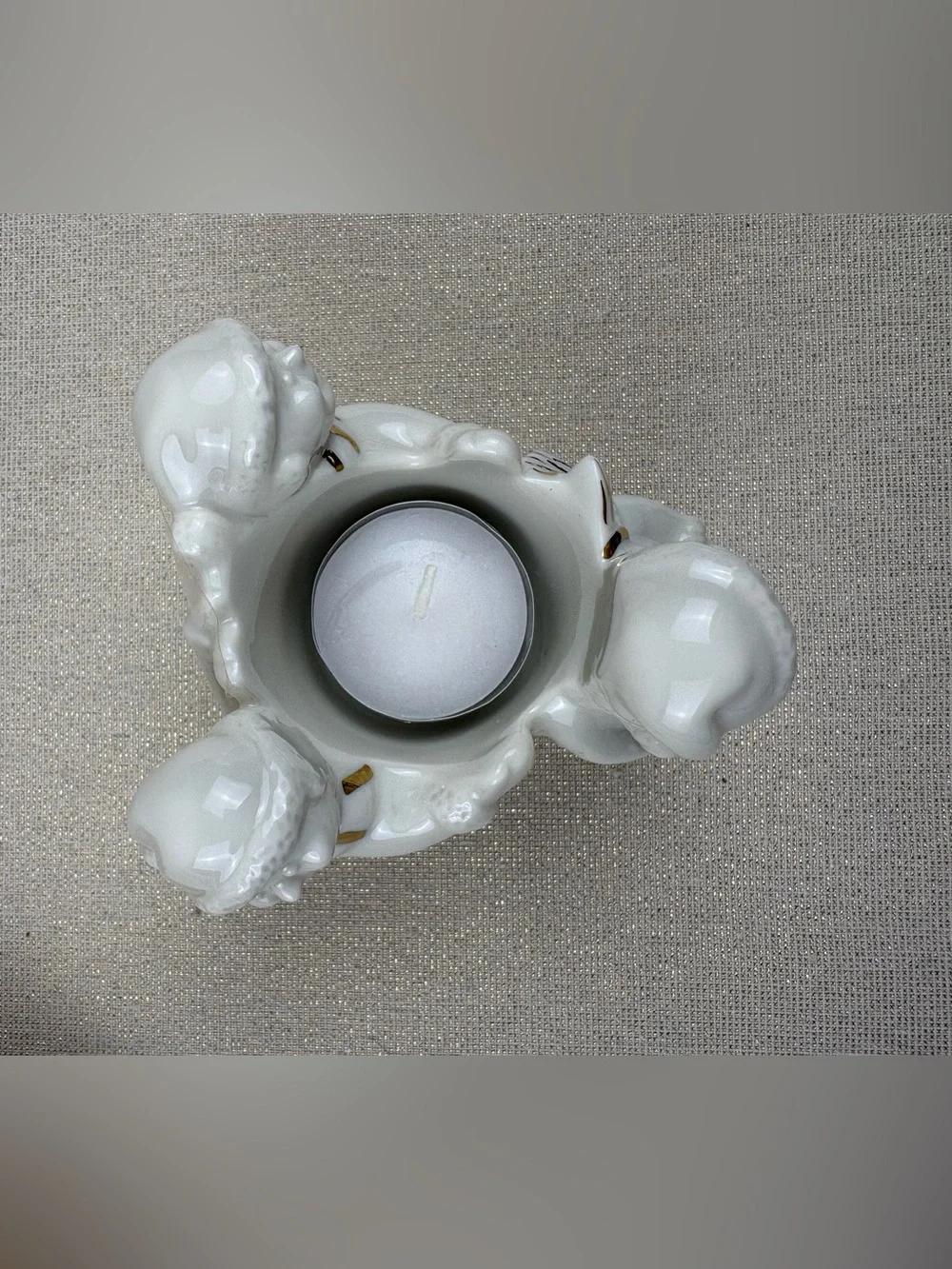 Vintage Mikasa Holiday Elegance Christmas Tea Light Candle Holder-Fine Porcelain